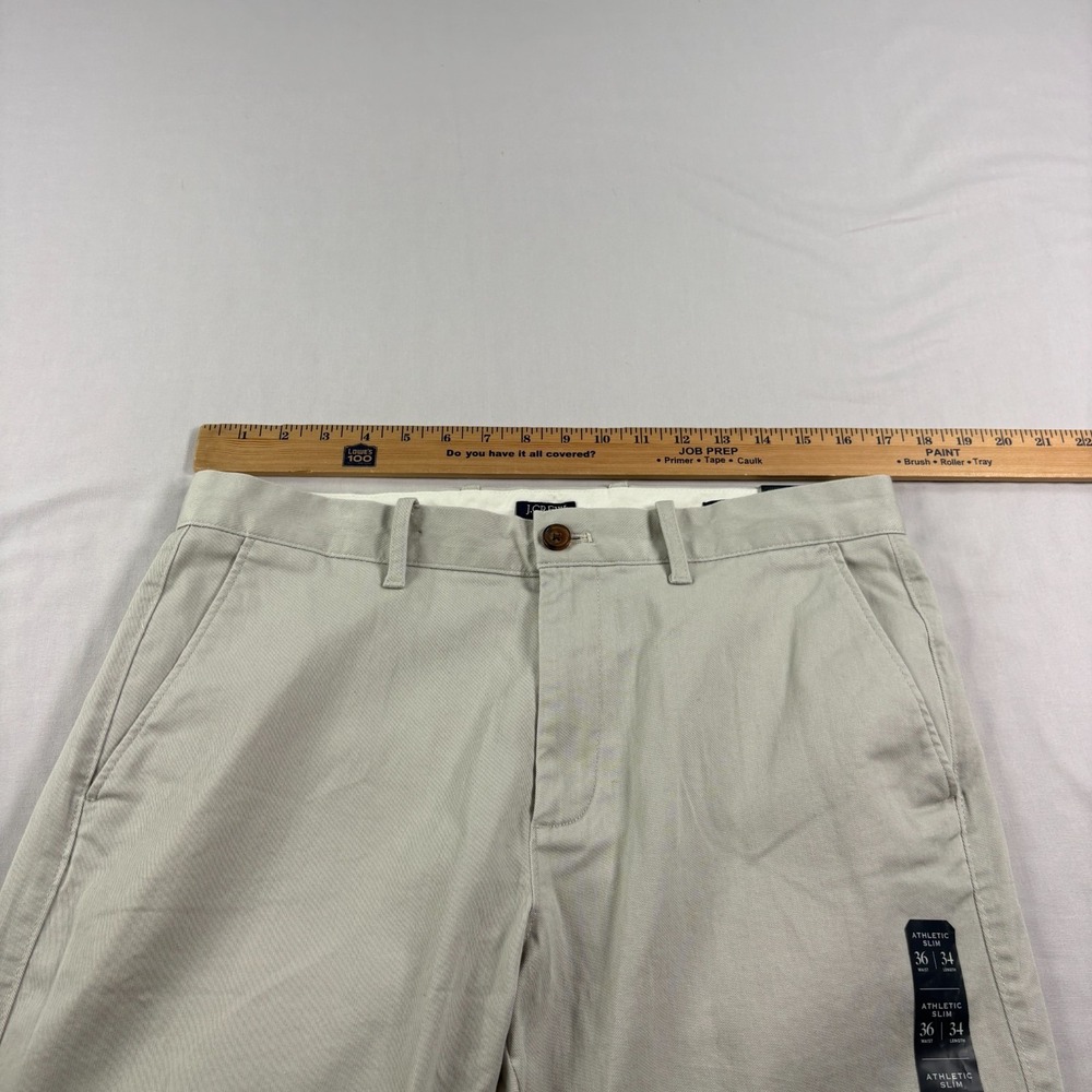 J Crew Pants Mens 36x34 (Fits 34x34) Beige Chino Athletic Slim Fit Preppy NEW - Picture 7 of 13